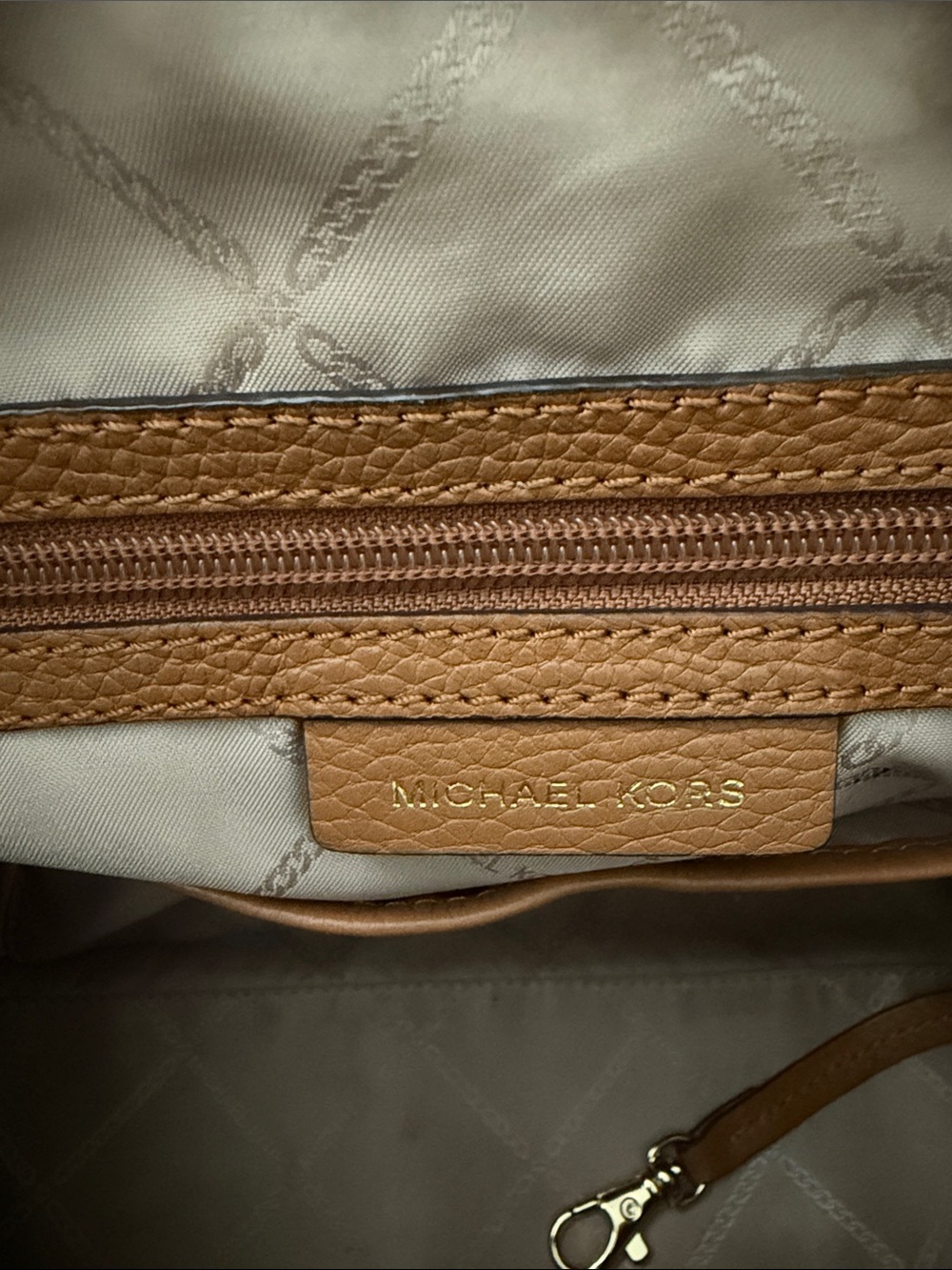Michael Kors Cream Signature Canvas Hobo with Tan Leather Trim - Picture 10 of 12